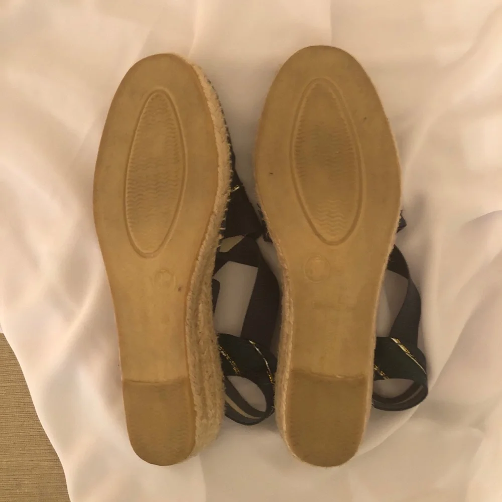 Women's Navy Blue Espadrille Slingback with Gold Accent
